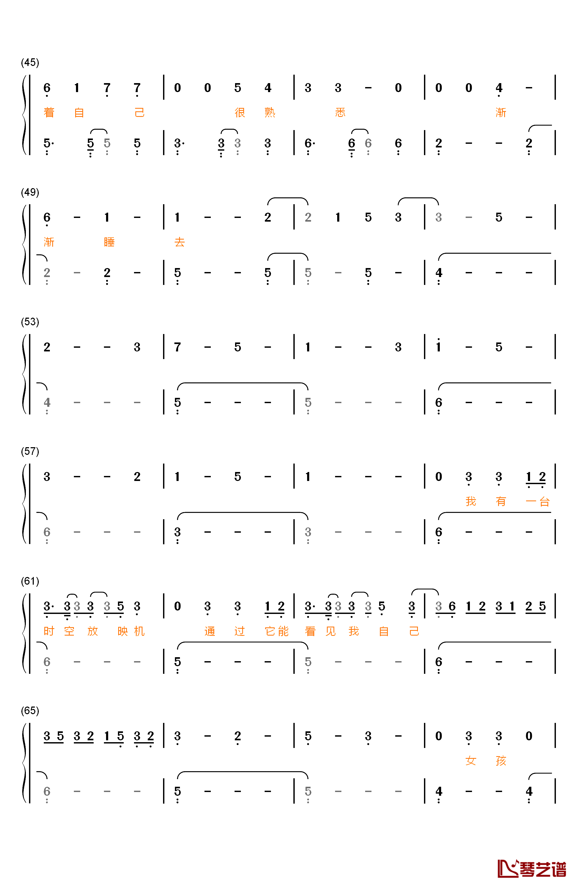 我梦见我梦见我钢琴简谱-数字双手-本兮3