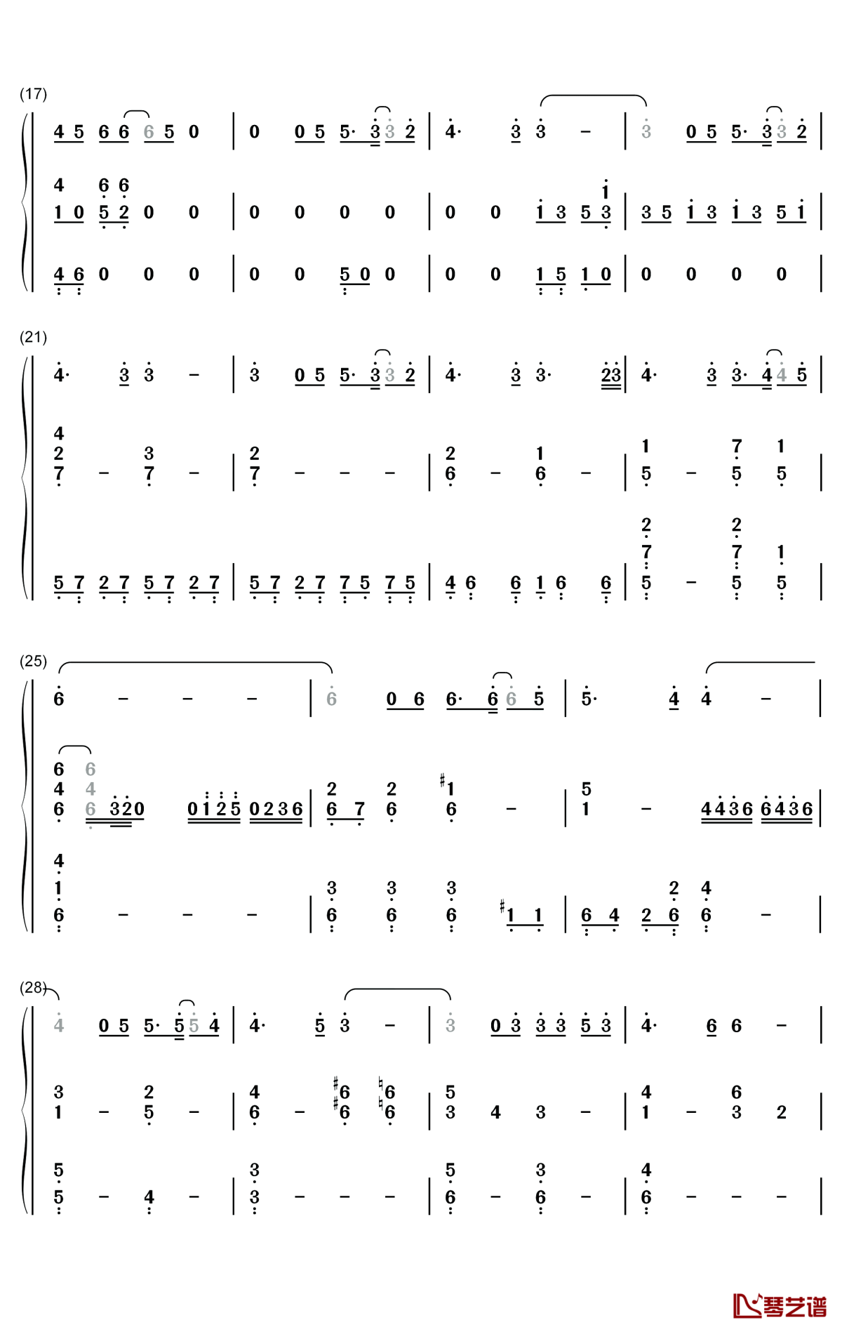 为了爱的人钢琴简谱-数字双手-谭维维2