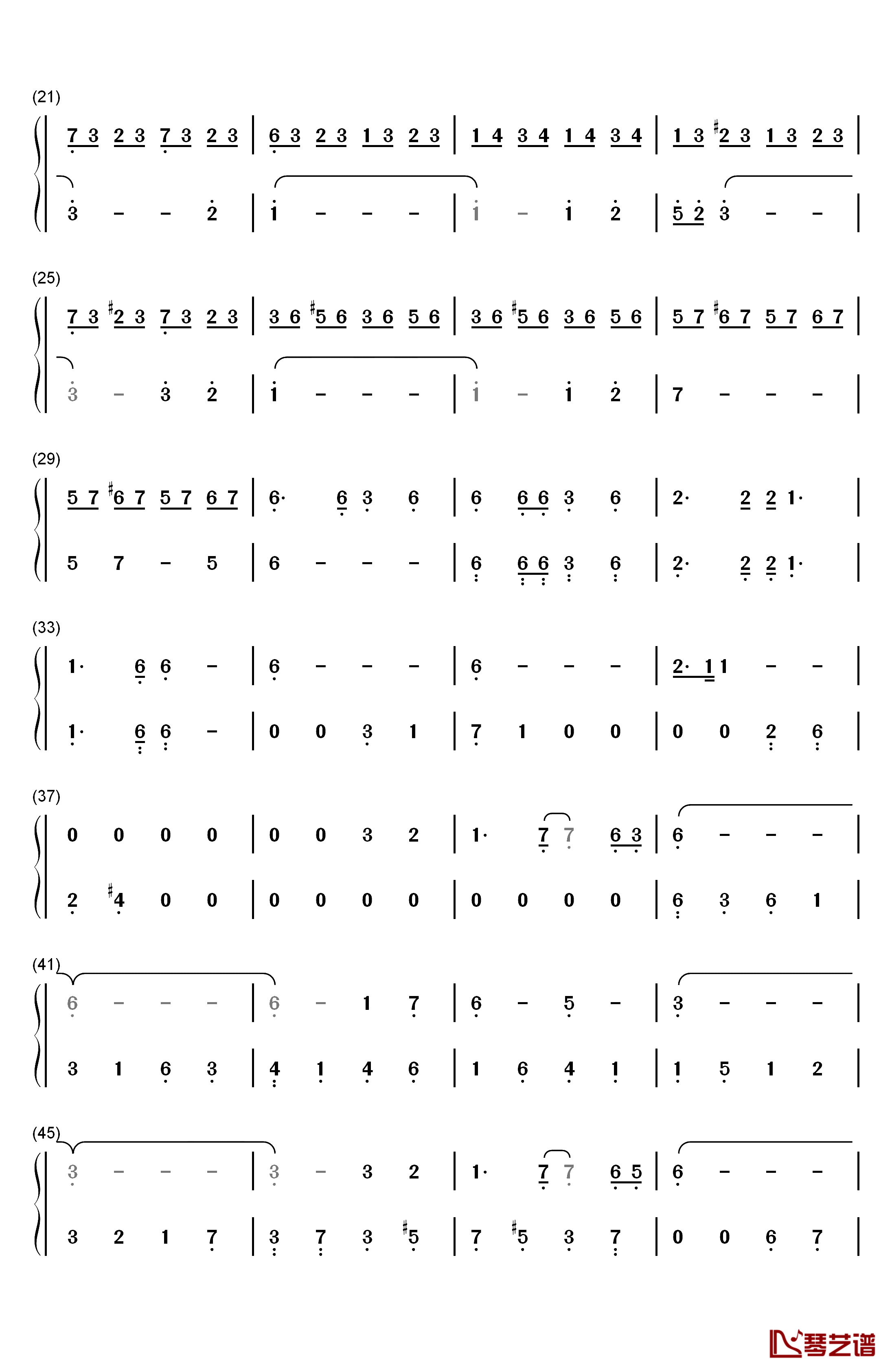 只要为你活一天钢琴简谱-数字双手-刘家昌2