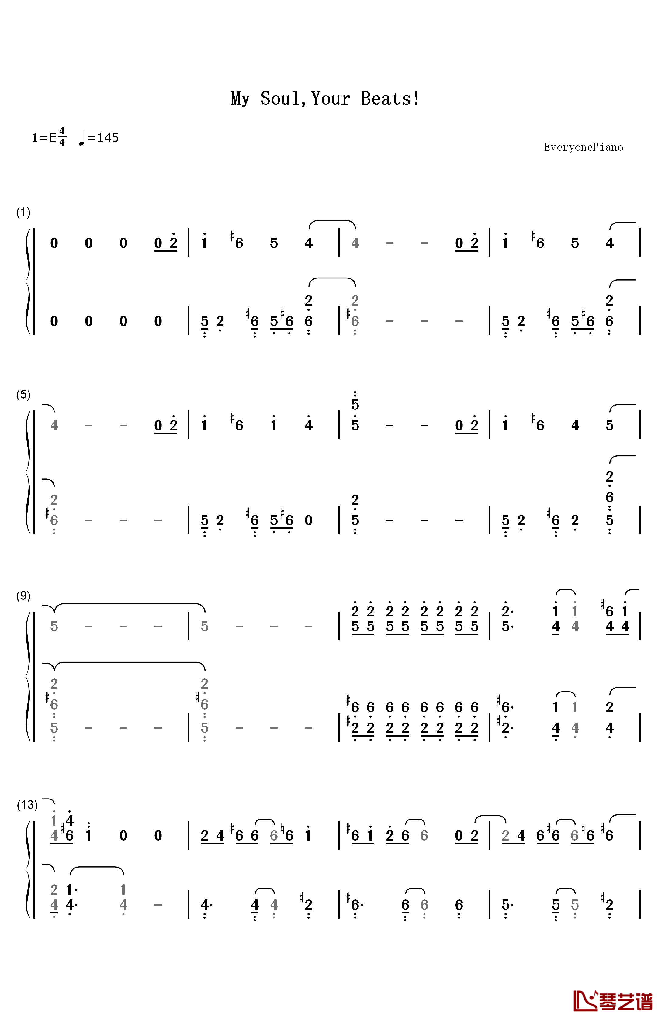 My Soul Your Beats钢琴简谱-数字双手-Lia1