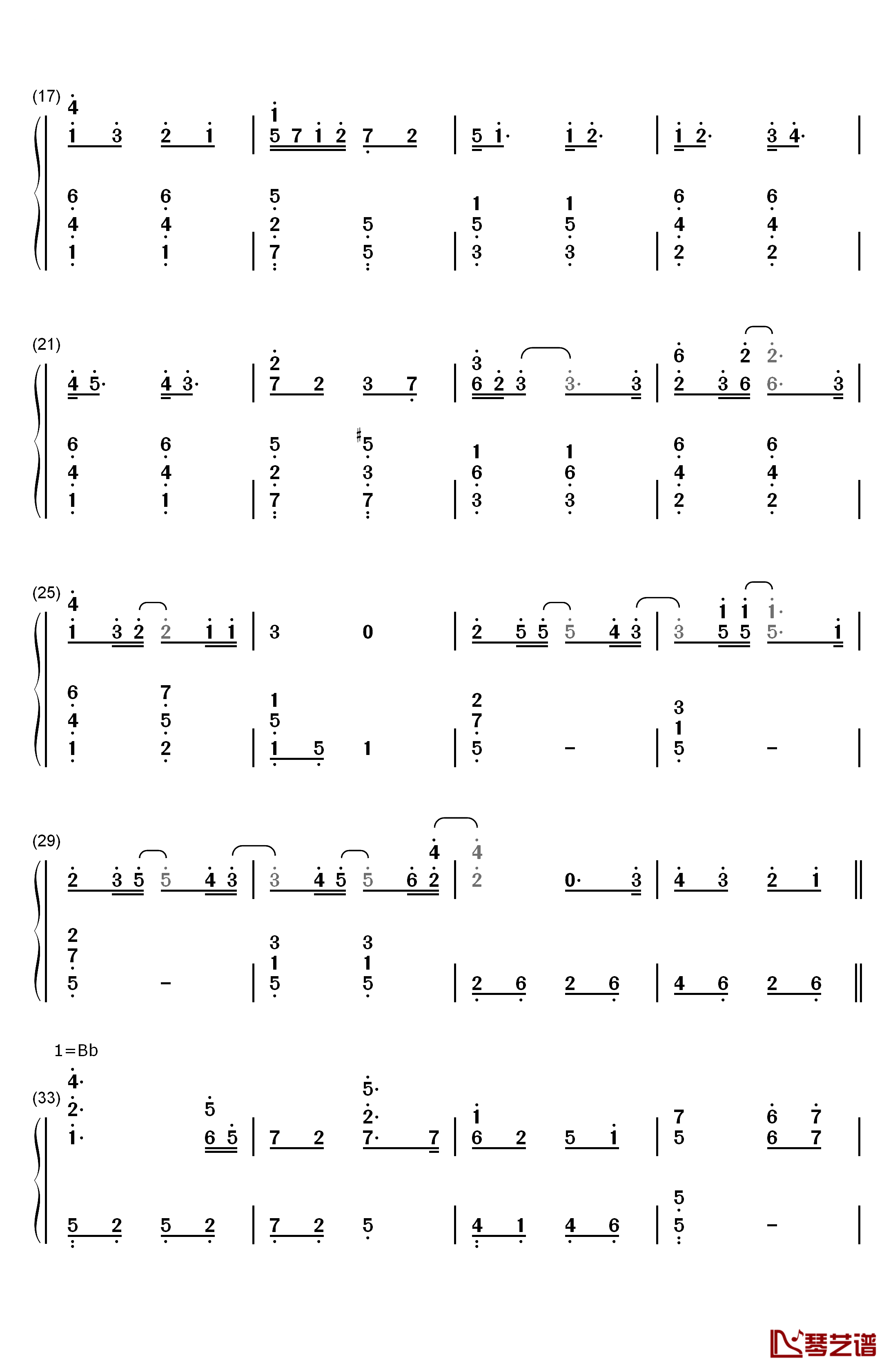 ひとり钢琴简谱-数字双手-XX:me2