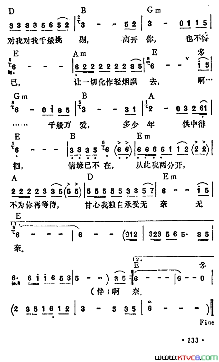 薄情薄意简谱-李玲玉演唱1