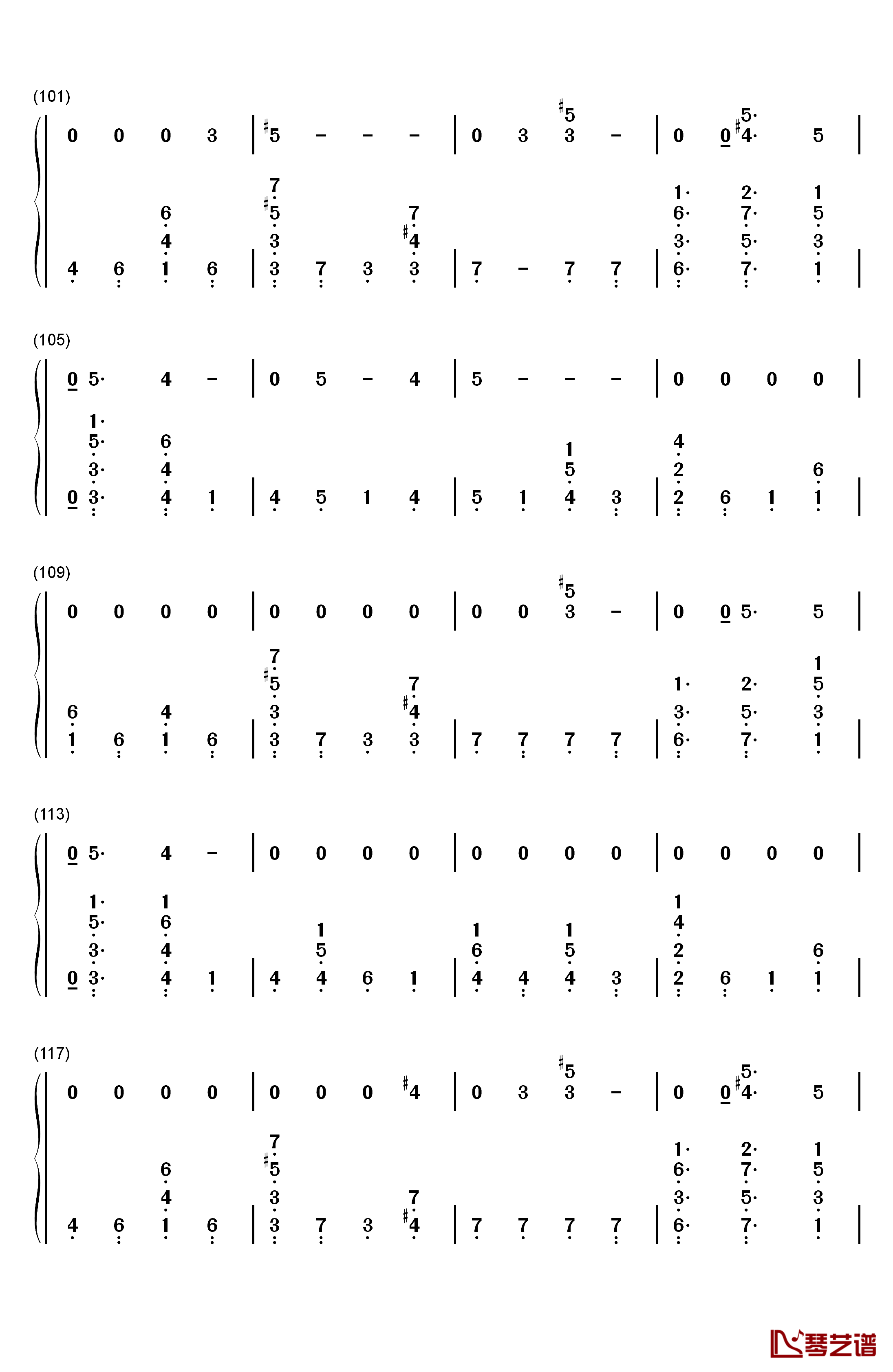 Running钢琴简谱-数字双手-Dua Lipa6