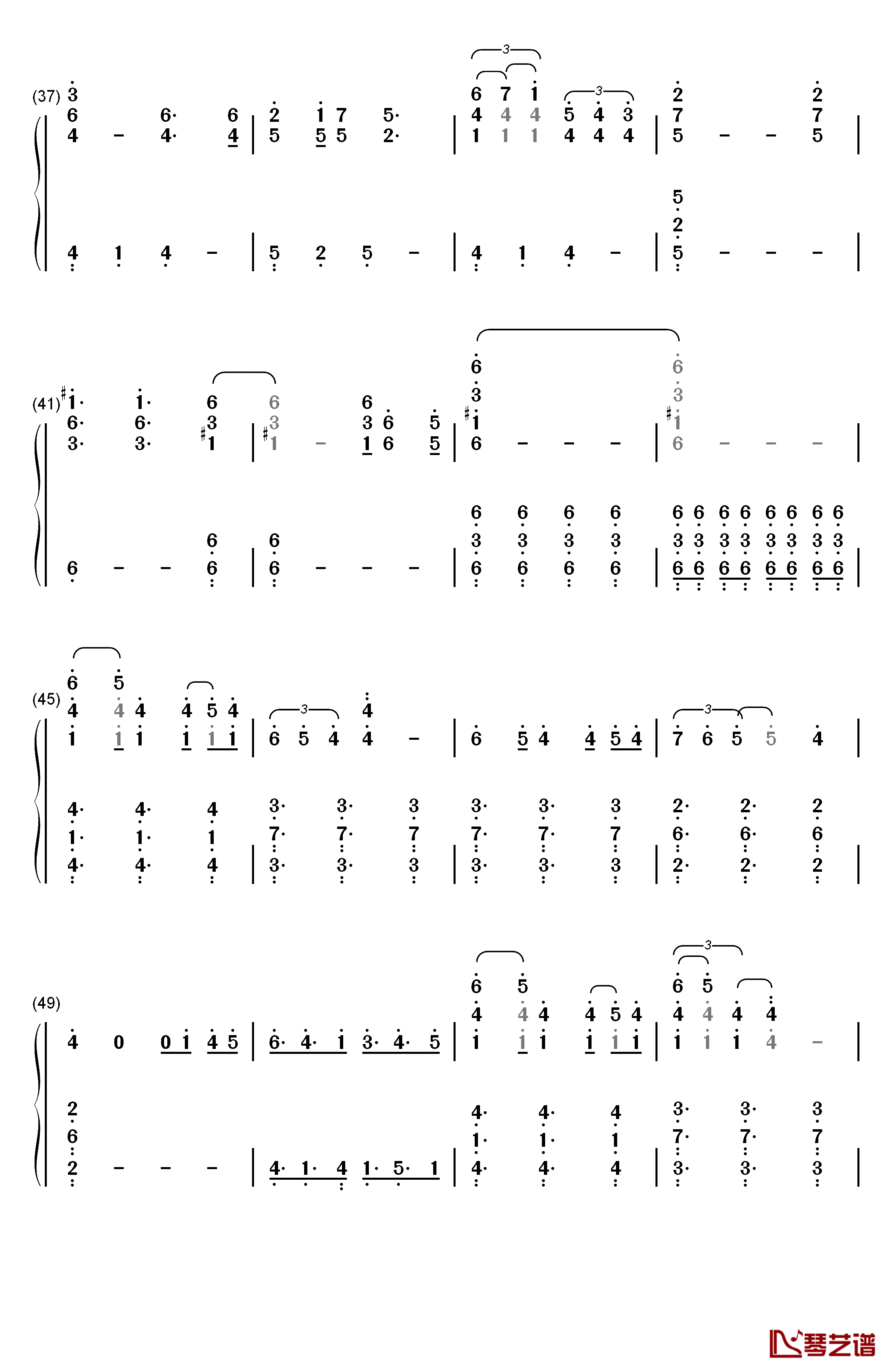 裏切り者のレクイエム钢琴简谱-数字双手-长谷川大介3