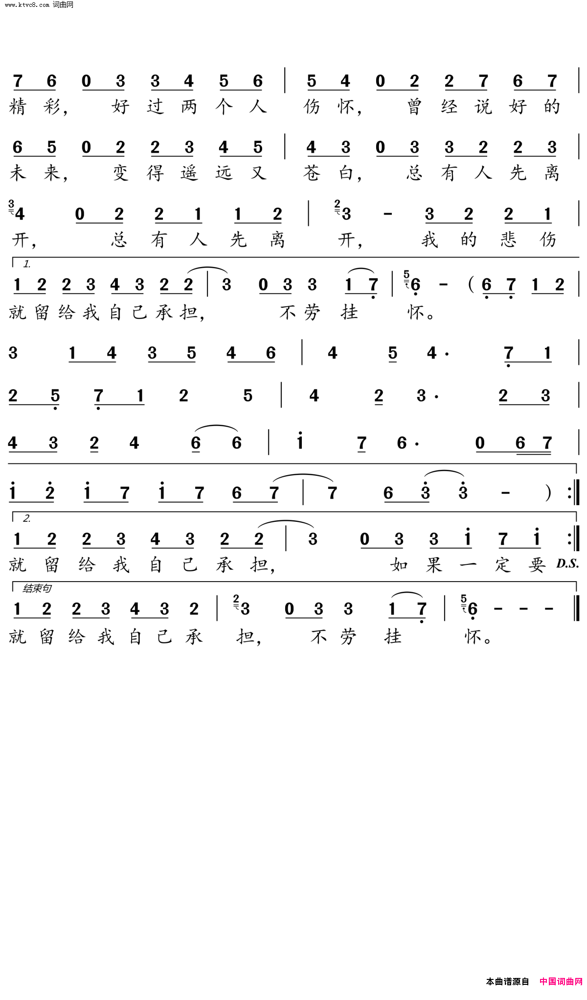 想不想能不能该不该简谱-小倩演唱-曹陌迁/秦飞琼词曲1
