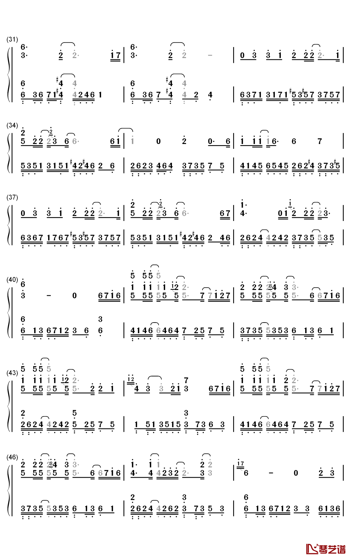 尘埃钢琴简谱-数字双手-家家3