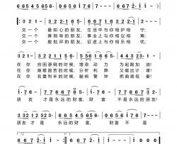 人生交友歌简谱-纯音乐演唱-彭治铵/蒋大芝、汪天亮词曲
