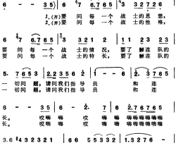 唱唱我们指导员和连长男女声二重唱简谱