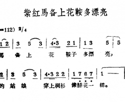 紫红马备上花鞍多漂亮简谱-哈萨克民歌