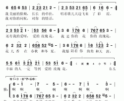 玫瑰花简谱(歌词)-王欢演唱-秋叶起舞记谱