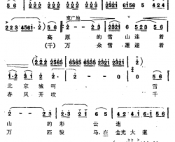 高原的雪山连北京简谱-王廷珍词/涂青华曲