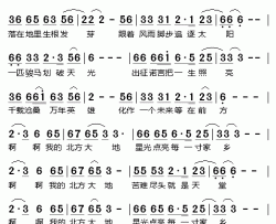 远方电视剧《北方大地》片尾歌简谱-韩磊演唱-阿古拉泰、洛兵/张宏光词曲