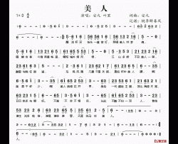 美人简谱(歌词)-安九叶里演唱-谱友桃李醉春风上传