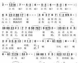 卓玛啦简谱(歌词)-桑娜央金演唱-秋叶起舞记谱上传