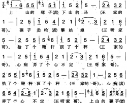 王家哥简谱-贾桂珍演唱-米泉回族民歌词曲