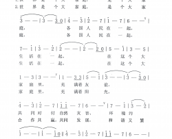 世界是个大家庭简谱-陈晶露演唱-张习良/张习良词曲