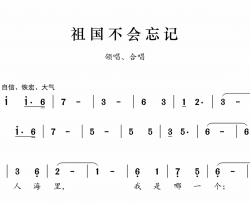 祖国不会忘记领唱合唱简谱-殷秀梅演唱-月潭/曹进词曲