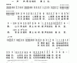 信天游唱给咱黄土地简谱-碧溪悠兰演唱-柏泉/王国华词曲