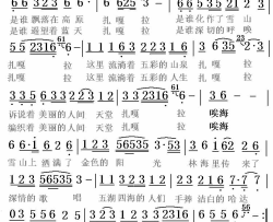 致九寨沟神扎嘎拉雪山简谱