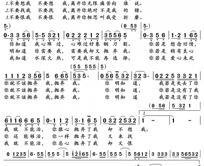 不要抛弃我简谱(歌词)-林翠萍演唱-岭南印象曲谱