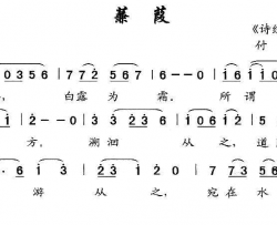 蒹葭歌词选自《诗经·国风·秦风》付广慧曲蒹葭歌词选自《诗经·国风·秦风》 付广慧曲简谱