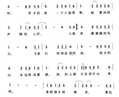 落雨声简谱 江蕙演唱