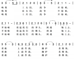 赣南闽西红色歌曲：工农兵联合歌简谱