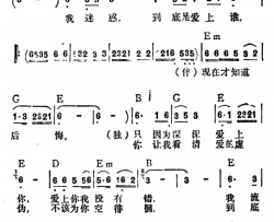 后悔李玲玉演唱版简谱-李玲玉演唱