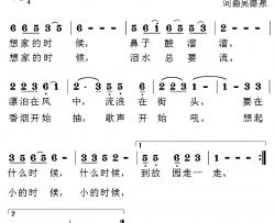 想家的时候简谱-吴德泉词曲