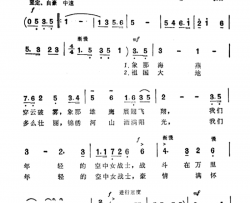 毛主席挥手我出航纪录片《英姿飒爽上蓝天》主题曲简谱