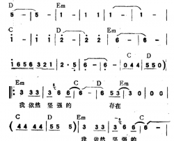 我依然坚强的存在带和弦简谱-杨峻荣演唱-杨峻荣/童安格词曲