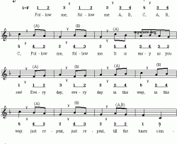 Followme线简谱混排版、英文儿歌简谱