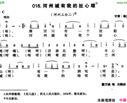 河州城有我的扯心哩简谱-穆万城演唱-甘肃民歌词曲