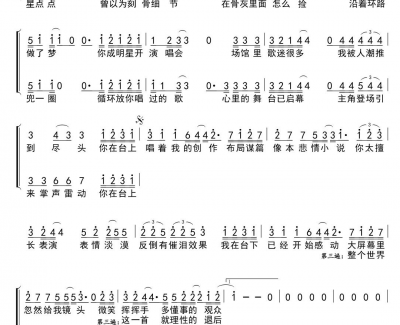 最佳歌手简谱(歌词)-许嵩演唱-季司亦曲谱