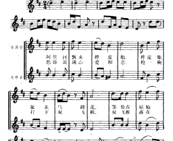 桦皮船情歌正谱大型合唱组歌《森林畅想曲》选曲简谱