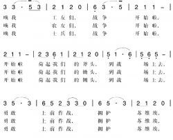 赣南闽西红色歌曲：工农兵联合歌简谱-