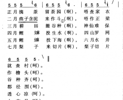 河源民歌：十二月索歌简谱-