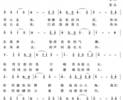 长江之歌歌声飘过四十年简谱