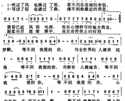 等不到我爱的你简谱-周子寒演唱-黄一雄/蒋三省词曲