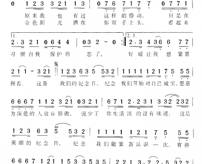 我们的纪念日简谱 范玮琪演唱