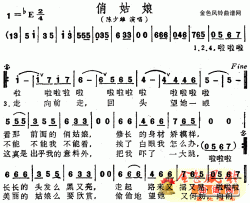 俏姑娘简谱-陈少雄演唱