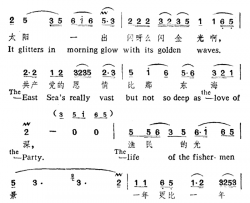 洪湖水浪打浪简谱-中英文对照