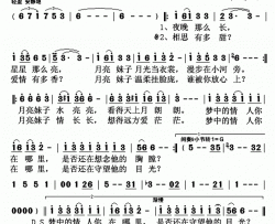 月亮妹子简谱-陈春燕演唱-梁爱科/许谦词曲