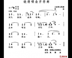 晓得哪朵开得鲜简谱-土家族山歌