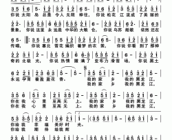 我的家乡黑龙江简谱-侯敬泽演唱-孙成秀/孙成秀词曲