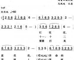 红花花，蓝花花简谱-焉耆回族民歌