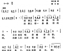 田野上有一条流泪的河简谱-阎文斌词/蒲文曲