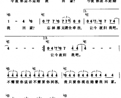 今夜你是不是陪我回家简谱-田震演唱