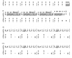 モザイクロール钢琴简谱-数字双手-GUMI