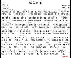 记住乡愁简谱-熊初保词 谢贵元曲